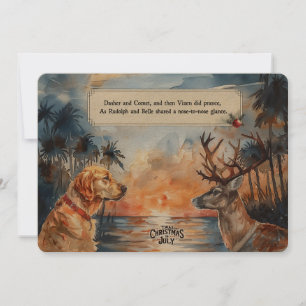 Rudolph & Belle at the Beach – 5x7 Greeting Card