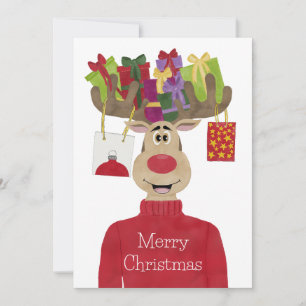Rudolph Christmas Gifts Reindeer Holiday Card