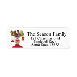 Rudolph Christmas Gifts Reindeer Return Address Label