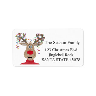 Rudolph Christmas Lights Reindeer Label