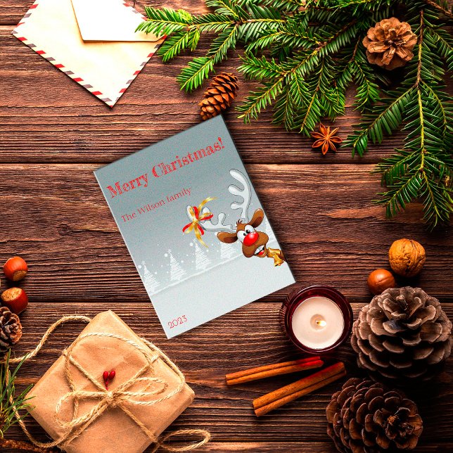 Rudolph Christmas tree snow  Postcard (Creator Uploaded)