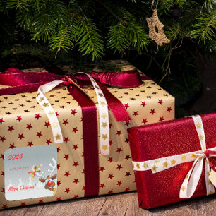 Rudolph Christmas tree snow  Square Sticker