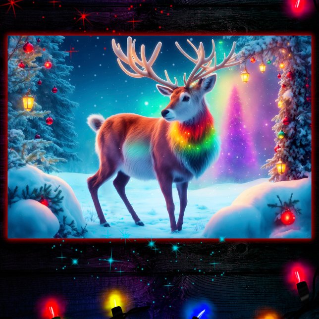 Rudolph deer Christmas colourful forest snow magic Poster (Creator Uploaded)