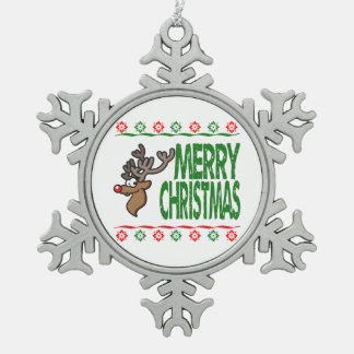 Rudolph Deer Merry Christmas Ugly Sweater Ornament