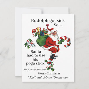 Rudolph Got Sick Holiday Christmas Card