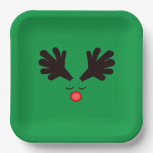 Rudolph Green Paper Plate