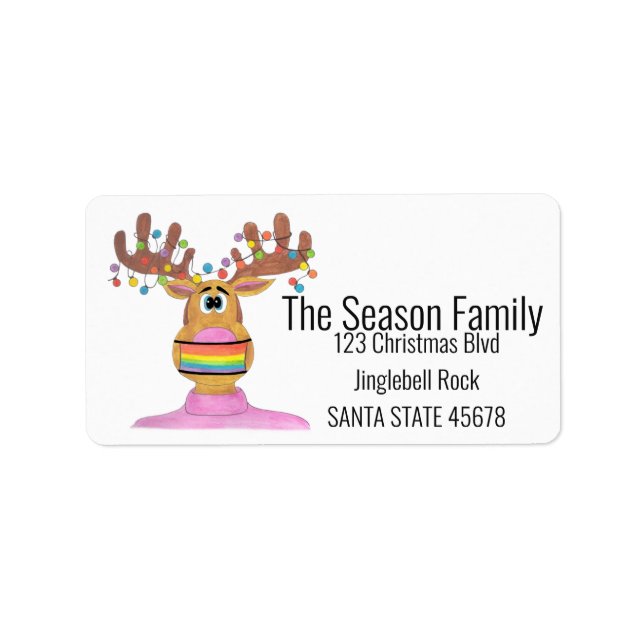 Rudolph LGBT Face Masked Reindeer Label (Front)