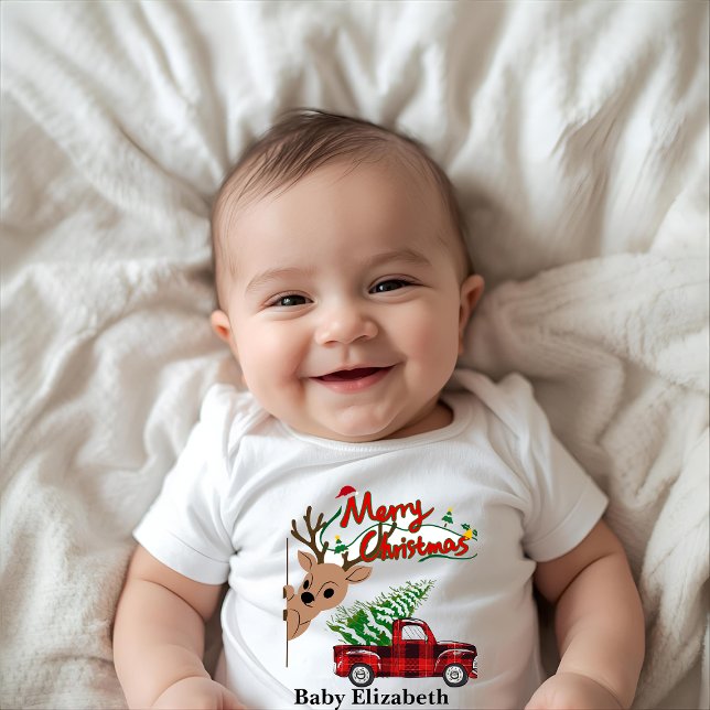 Rudolph Merry Christmas-Personalised Baby Bodysuit (Creator Uploaded)