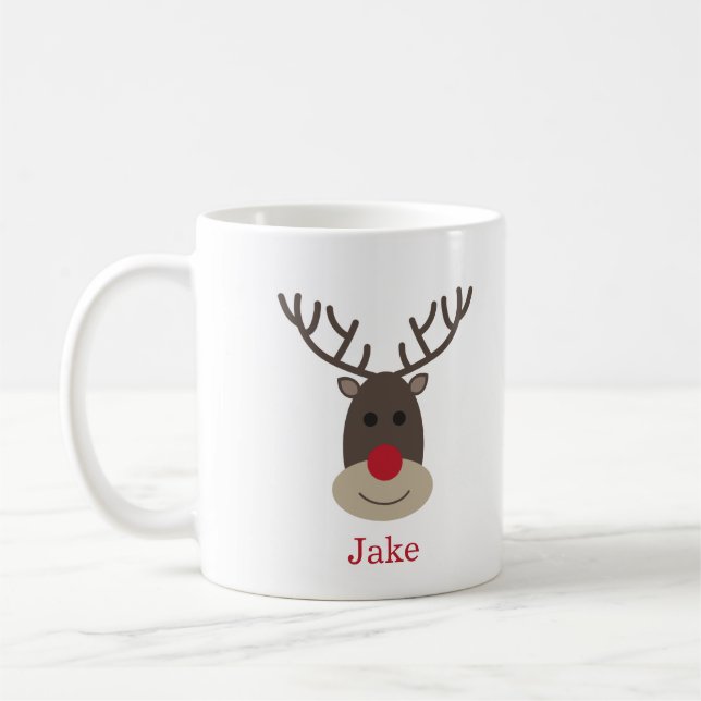 Rudolph Mug with Name Christmas Holidays (Left)