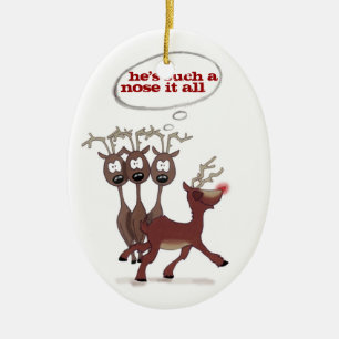 Rudolph "nose it all" *CUSTOMIZABLE* ornament