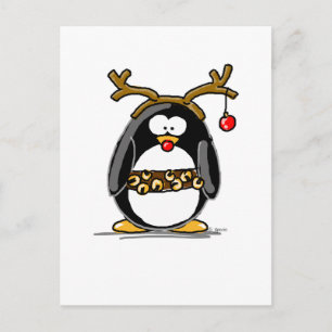 Rudolph penguin postcard