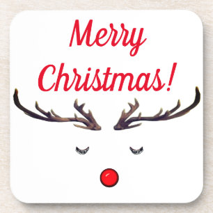 Rudolph Plastic, Set of 6, Plastic Coasters