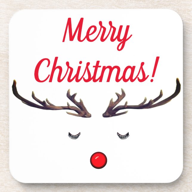 Rudolph Plastic, Set of 6, Plastic Coasters (Front)