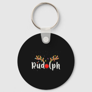 Rudolph Red Nose Funny Kids Reindeer Christmas Lig Key Ring