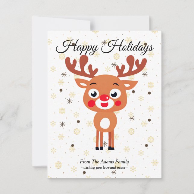 Rudolph Red Nose Reindeer Flat Holiday Card (Front)