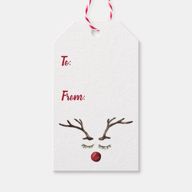 Rudolph Red Nose Reindeer Gift Tags (Front)