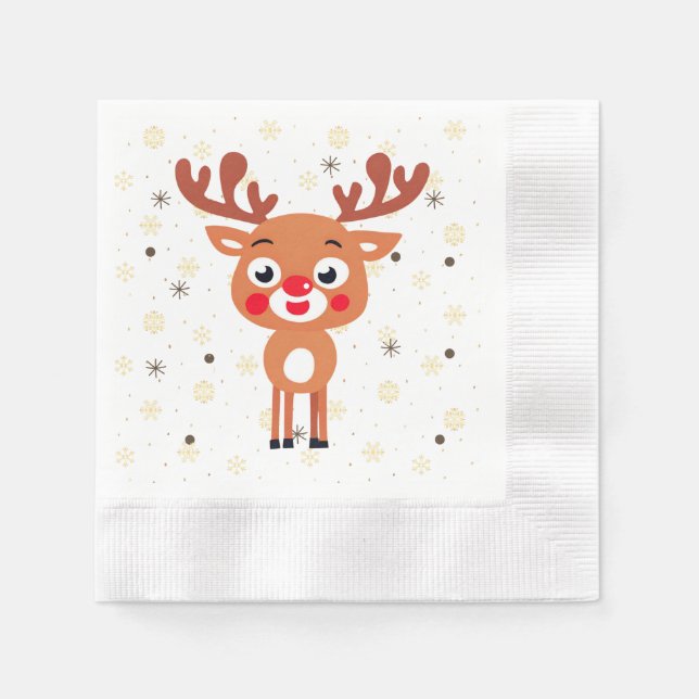 Rudolph Red Nose Reindeer Paper Napkin (Front)