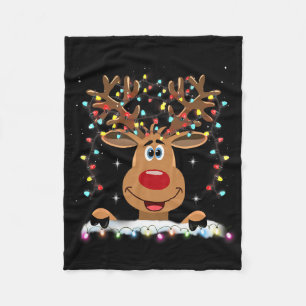 Rudolph Red Nose Reindeer Santa Christmas 1 Fleece Blanket