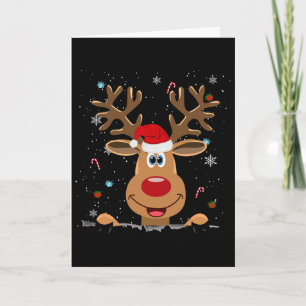 Rudolph Red Nose Reindeer Santa Christmas Card