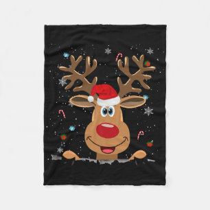 Rudolph Red Nose Reindeer Santa Christmas Fleece Blanket