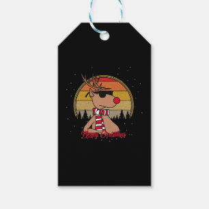 Rudolph Red Nose Reindeer Vintage Sunset Christmas Gift Tags