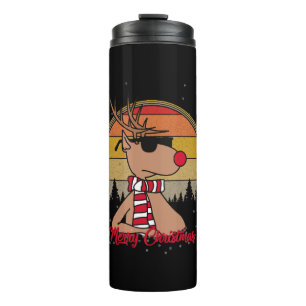 Rudolph Red Nose Reindeer Vintage Sunset Christmas Thermal Tumbler