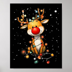Rudolph Red Nose Santa Claus's Reindeer Christmas  Poster