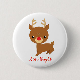 Rudolph Reindeer Christmas 6 Cm Round Badge