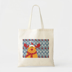 Rudolph Reindeer Christmas Happy Cartoon Drawing Tote Bag