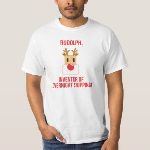 Rudolph Reindeer Fun Overnight Shipping Christmas T-Shirt