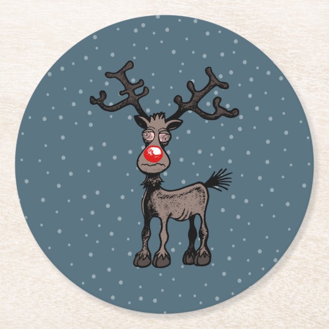 Rudolph Reindeer Paper Coaster (Front)