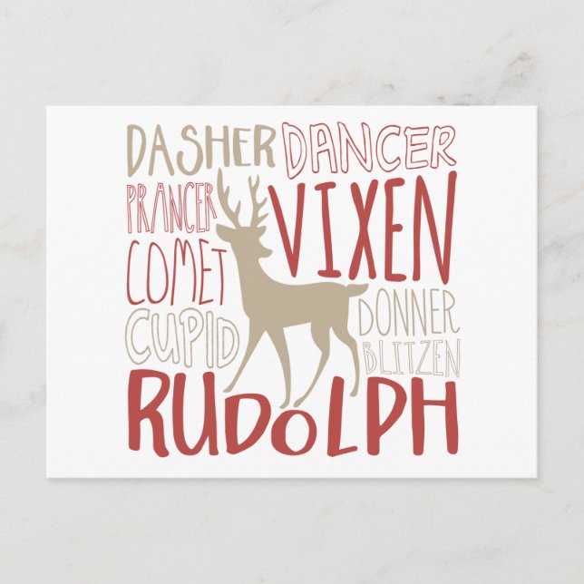 Rudolph Reindeer Silhouette Postcard (Front)
