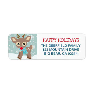 Rudolph Reindeer Snowflake Christmas Address Return Address Label