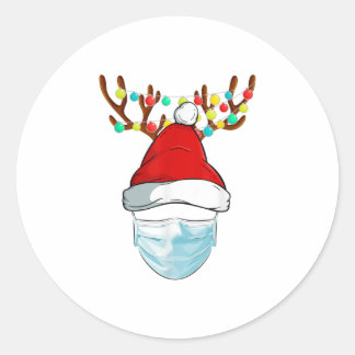 Rudolph Reindeer Wear Face Mask Christma Classic Round Sticker