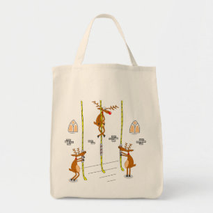 Rudolph ringing the bells tote bag