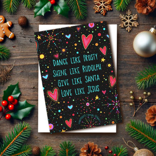 Rudolph Santa Frosty Jesus Quote Christmas  Holiday Card