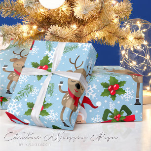 Rudolph Santa Snowflakes Christmas Wrapping Paper