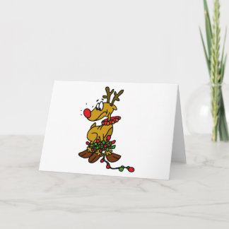 rudolph tangled in lights holiday card