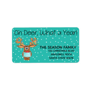 Rudolph the Face Masked Reindeer Label