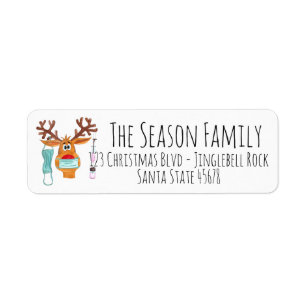 Rudolph the Face Masked Reindeer Label Return Address Label