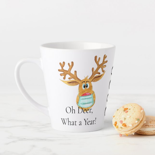 Rudolph the Face Masked Reindeer Latte Mug (In Situ)