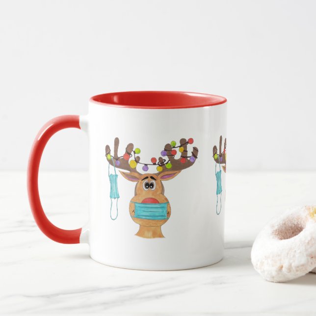 Rudolph the Face Masked Reindeer Mug (With Donut)