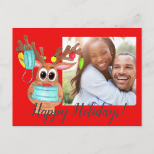 Rudolph the Face Masked Reindeer Photo Card