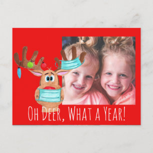 Rudolph the Face Masked Reindeer Photo Card