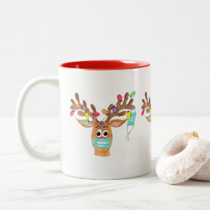Rudolph the Face Masked Reindeer Two-Tone Coffee Mug