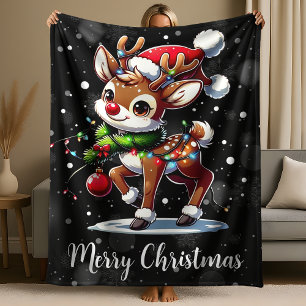 Rudolph The Red Nose Reindeer Christmas Fleece Blanket
