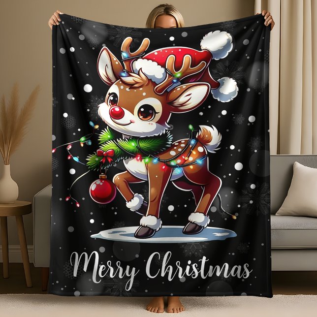 Rudolph The Red Nose Reindeer Christmas Fleece Blanket (Creator Uploaded)