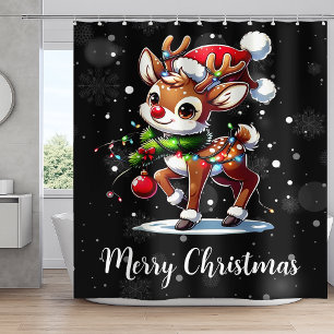 Rudolph The Red Nose Reindeer Christmas Shower Curtain