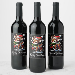 Rudolph The Red Nose Reindeer Christmas Wine Label