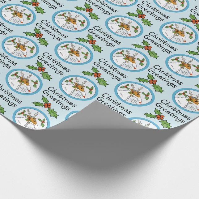 Rudolph the Red Nosed Borzoi Wrapping Paper (Corner)